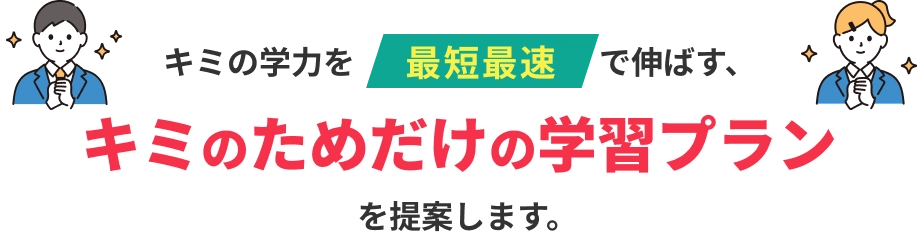 キミの学力を最短最速で伸ばす、キミのためだけの学習プランを提案します。