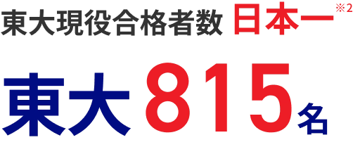 東大現役合格者数日本一 東大815名