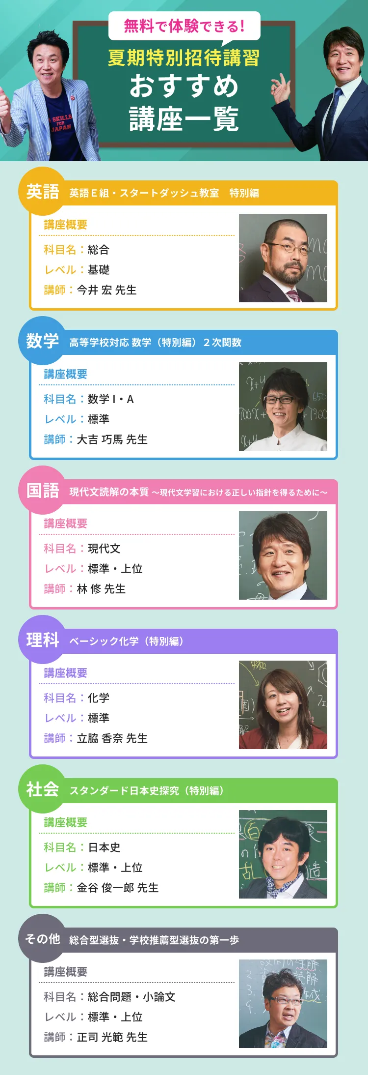 夏期特別招待講習実施要項