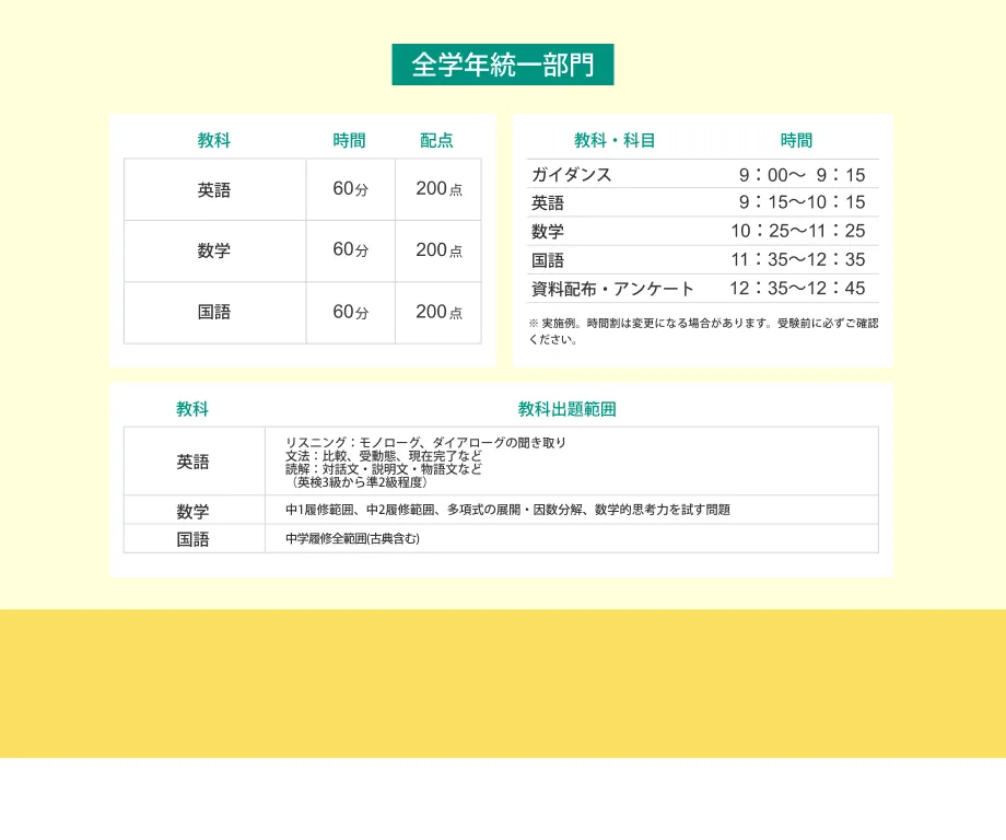 全学年統一部門